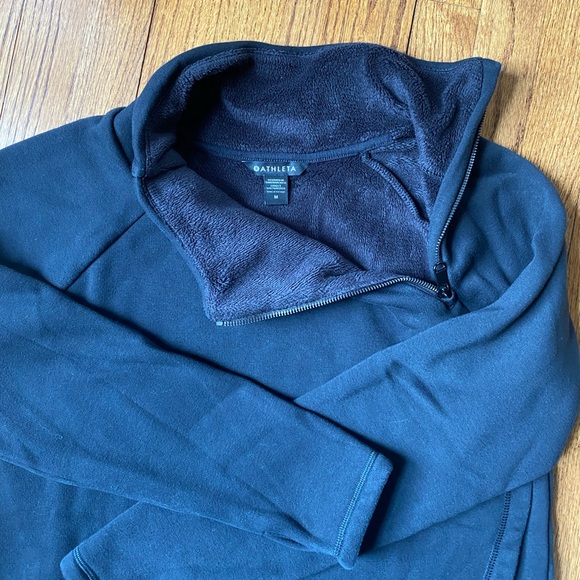 ATHLETA Karma Asymmetrical Zipper Pullover Sweatshirt Size M Black - Picture 3 of 8